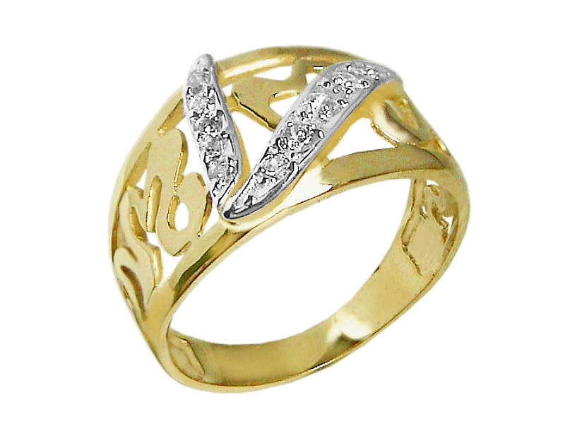 Złoty pierścionek z cyrkoniami - 7486