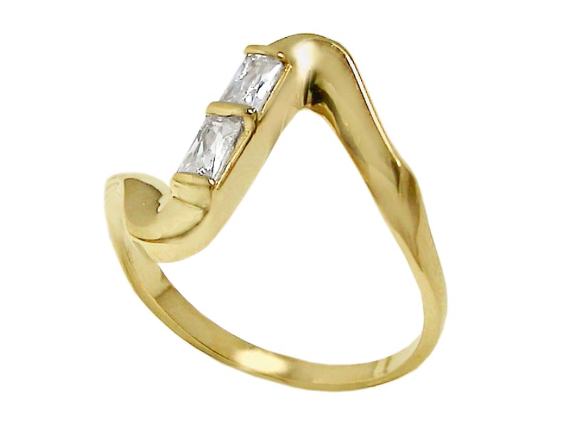 Złoty pierścionek z cyrkoniami - 7502