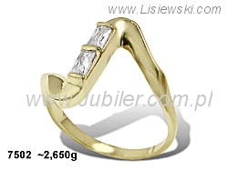 Złoty pierścionek z cyrkoniami - 7502 — zdjęcie 2