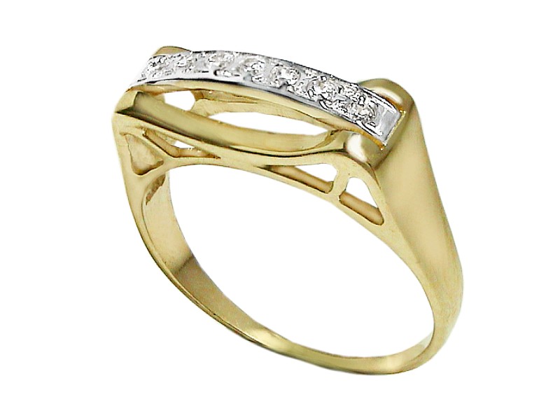 Złoty pierścionek z cyrkoniami - 7503