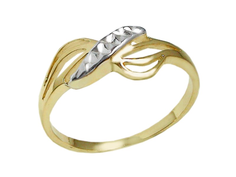 Złoty pierścionek z elementami rodowanymi - 7505