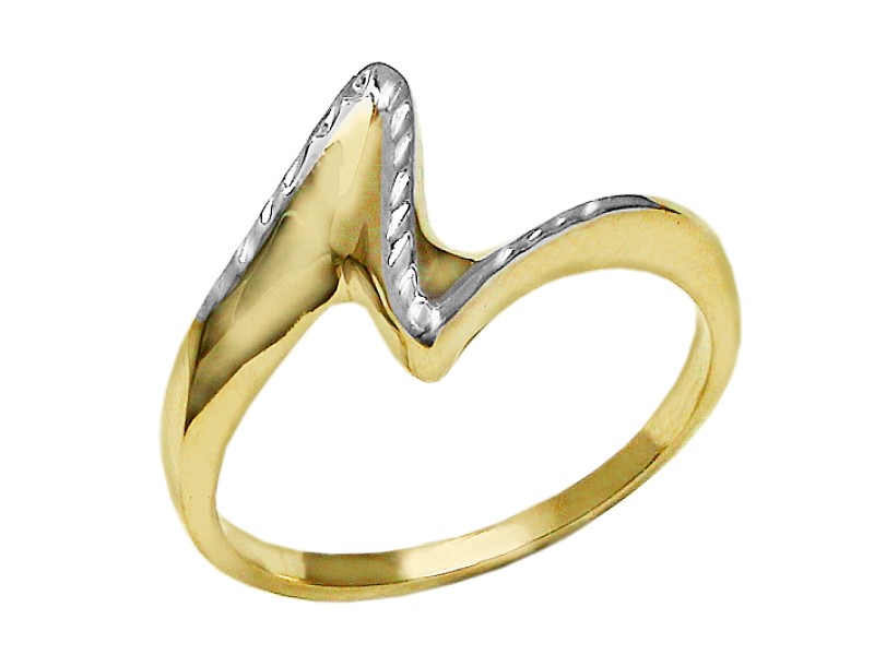 Złoty pierścionek z elementami rodowanymi - 7513