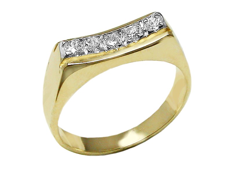 Złoty pierścionek z cyrkoniami rodowany - 7514