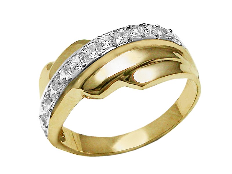 Złoty pierścionek z cyrkoniami rodowany - 7515