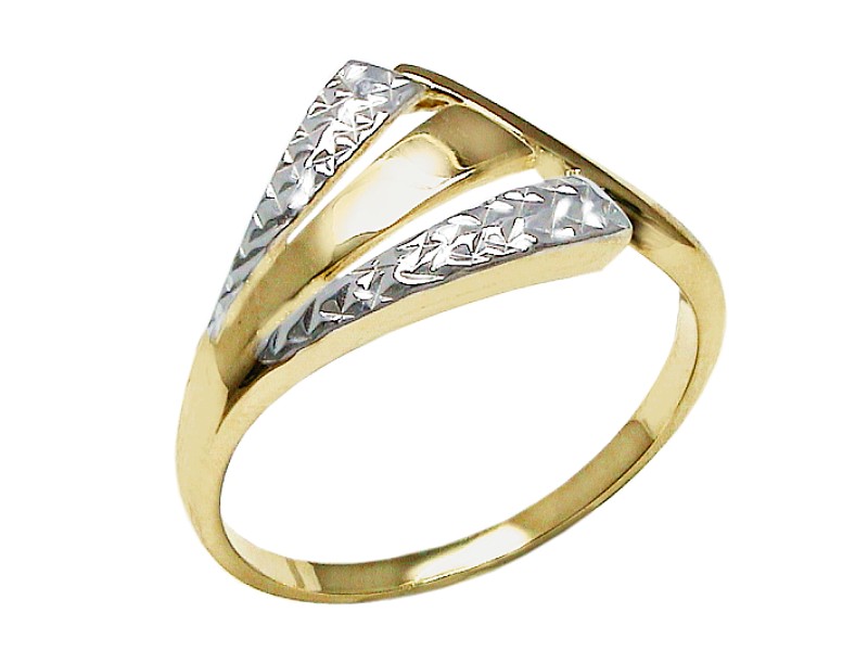 Złoty pierścionek klasyczny z rodowaniem - 7518