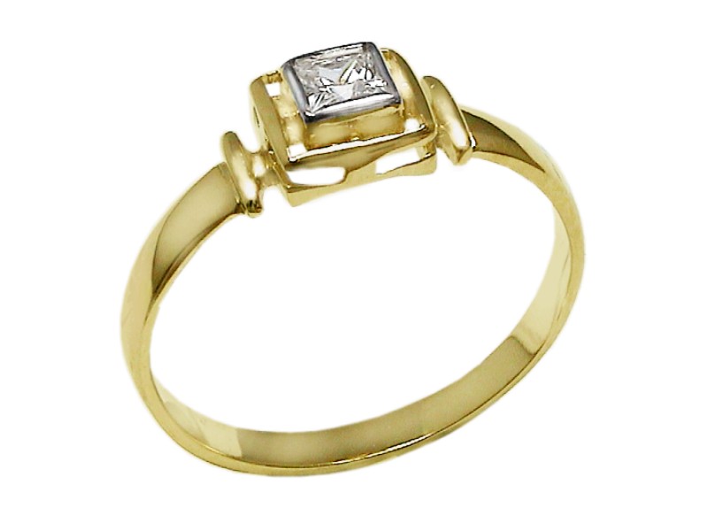 Złoty pierścionek z cyrkonią - 7523