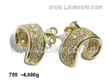 Złote Kolczyki z cyrkoniami żółte złoto proba 585 - 755 - 1