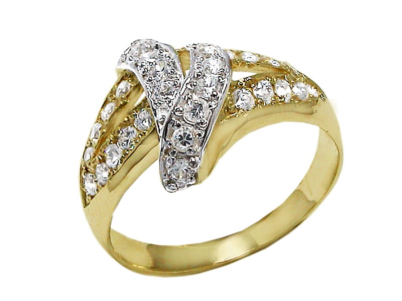 Złoty pierścionek z cyrkoniami - 7554