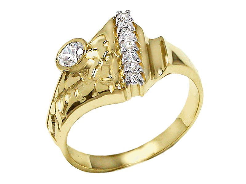 Złoty pierścionek z cyrkoniami - 7556