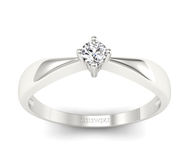 Złoty pierścionek z brylantem białe złoto - 756bb