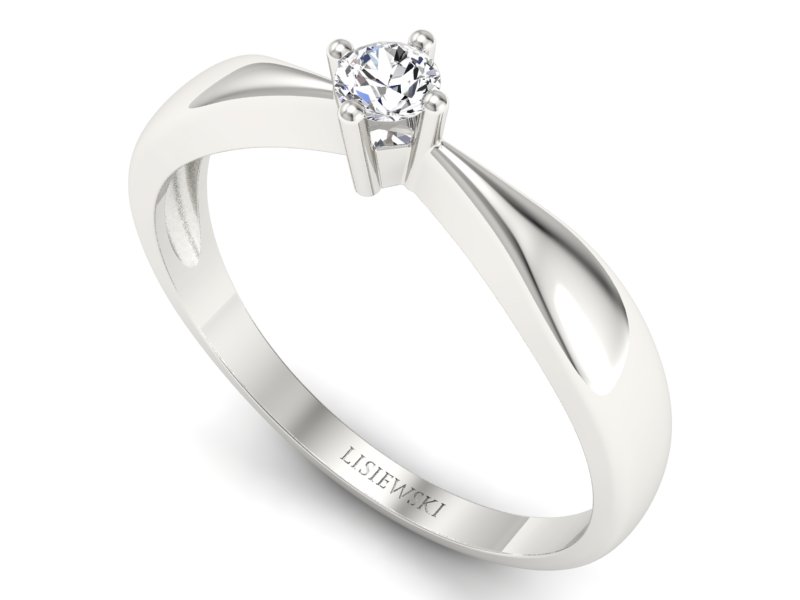 Złoty pierścionek z brylantem białe złoto - 756bb — zdjęcie 3