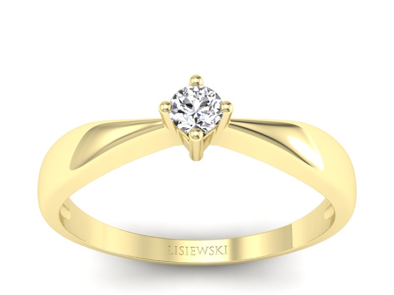 Złoty pierścionek z brylantem żółte złoto - 756bz