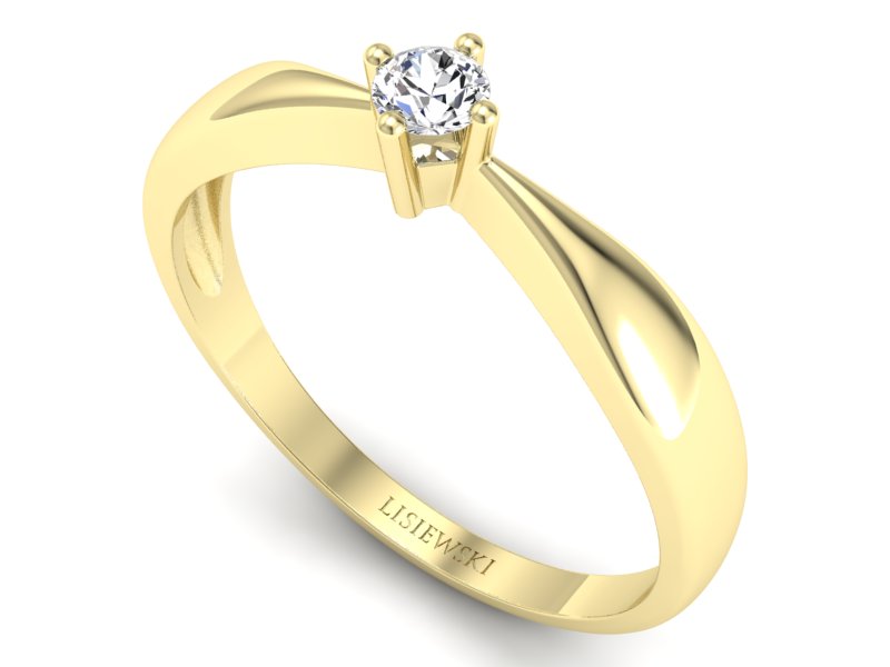 Złoty pierścionek z brylantem żółte złoto - 756bz — zdjęcie 3