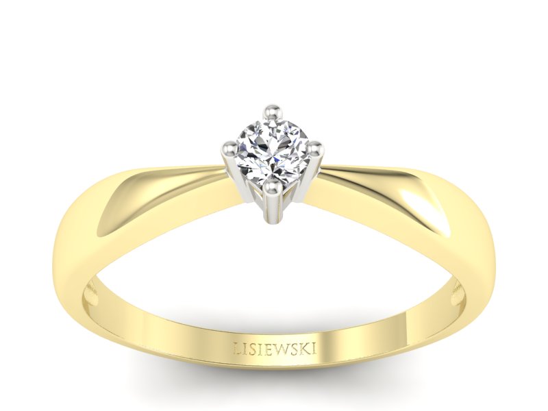 Pierścionek z diamentem żółte i białe złoto - 756bzb