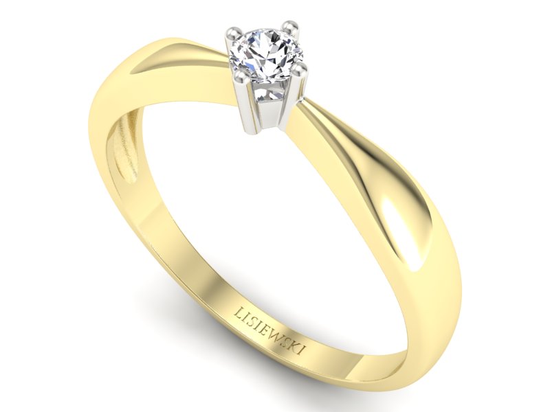 Pierścionek z diamentem żółte i białe złoto - 756bzb — zdjęcie 3