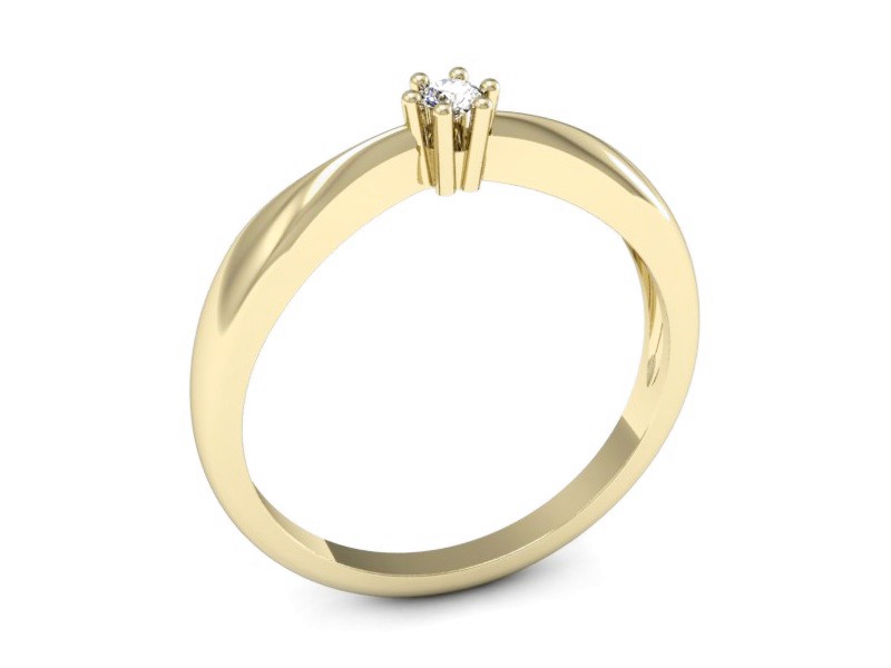 Złoty pierścionek z brylantem żółte złoto - 757bz — zdjęcie 3