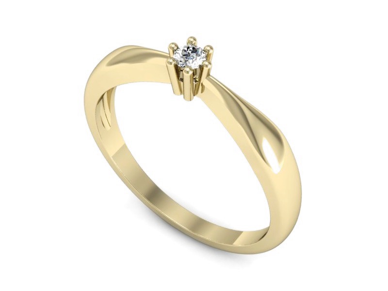 Złoty pierścionek z brylantem żółte złoto - 757bz