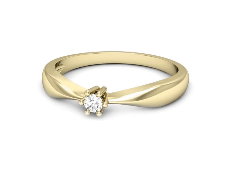 Złoty pierścionek z brylantem żółte złoto - 757bz — zdjęcie 2