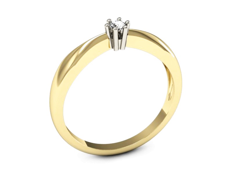 Pierścionek z diamentem żółte i białe złoto - 757bzb — zdjęcie 3