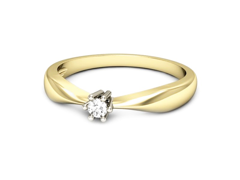 Pierścionek z diamentem żółte i białe złoto - 757bzb — zdjęcie 2