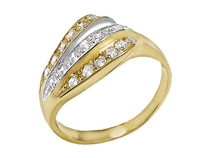 Złoty pierścionek z cyrkoniami - 7599