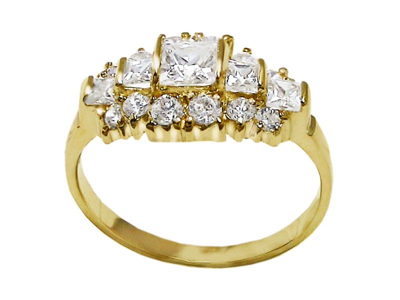 Złoty pierścionek z cyrkoniami - 7604