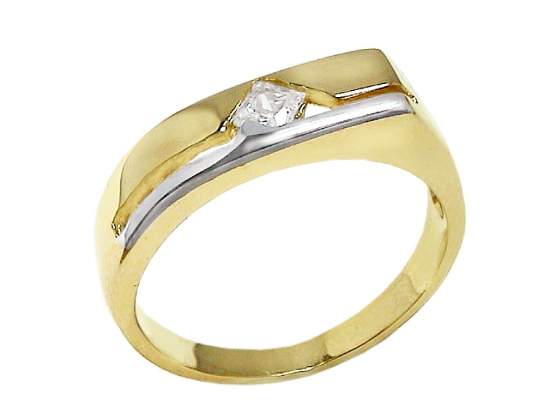 Złoty pierścionek z cyrkonią - 7611