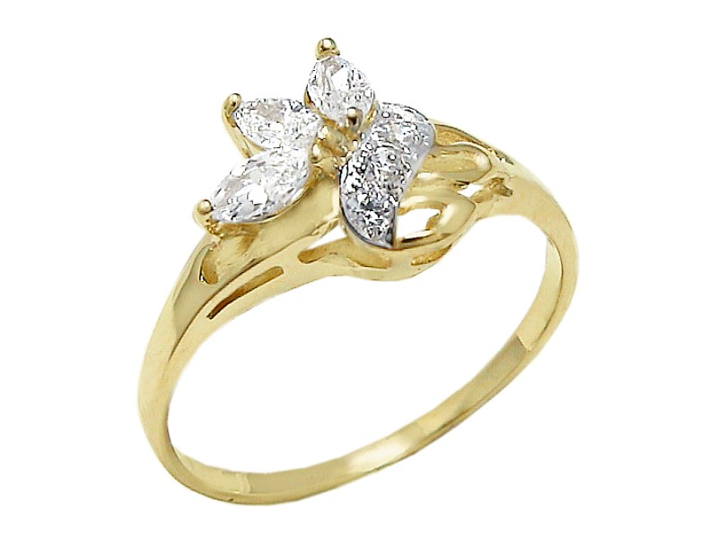 Złoty pierścionek z cyrkoniami - 7631