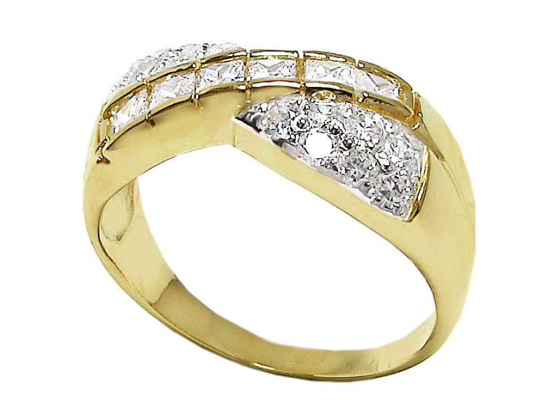 Złoty pierścionek z cyrkoniami - 7649