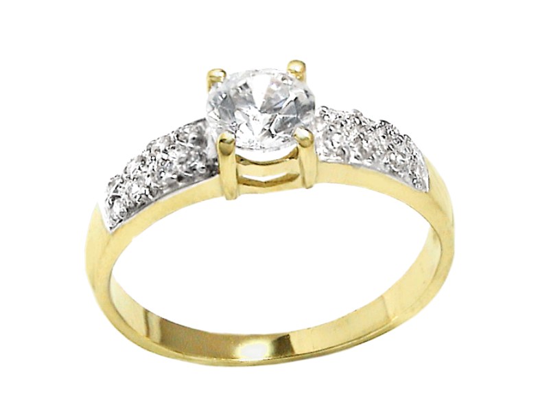 Złoty pierścionek z cyrkoniami - 7677