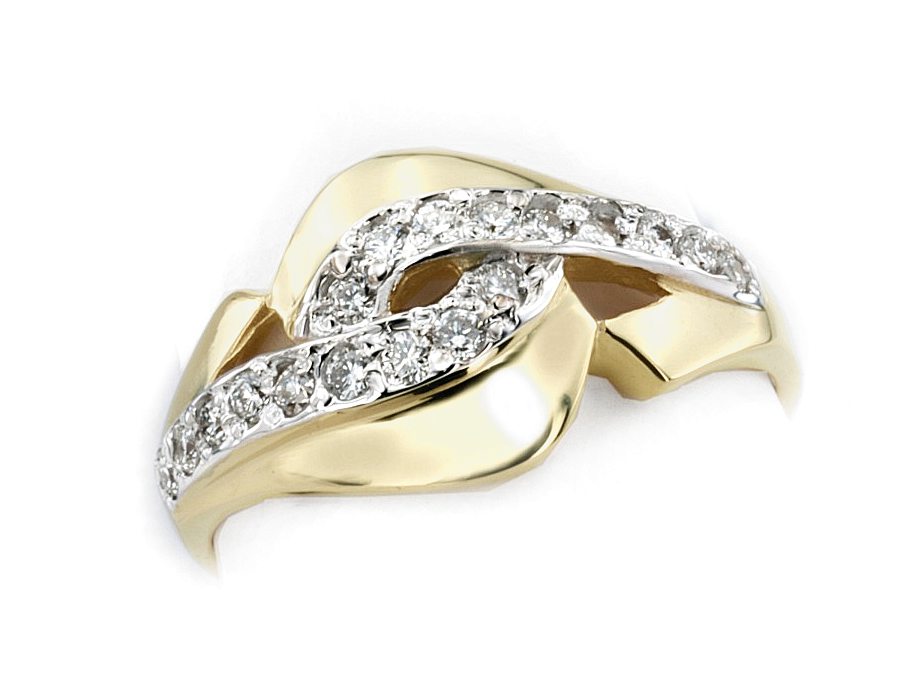 Złoty pierścionek z brylantami - 7685br_SI_H — zdjęcie 3