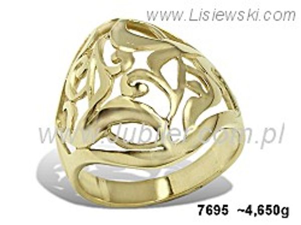 Złoty Pierścionek złoty z żółtego złota próba 585 - 7695