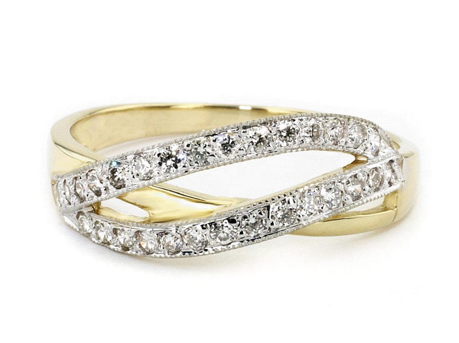 Złoty pierścionek z brylantami żółte złoto - 7699br_Si2_H — zdjęcie 2