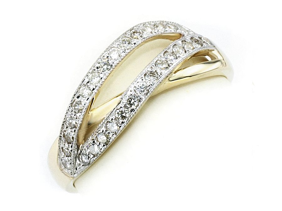 Złoty pierścionek z brylantami żółte złoto - 7699br_Si2_H — zdjęcie 3