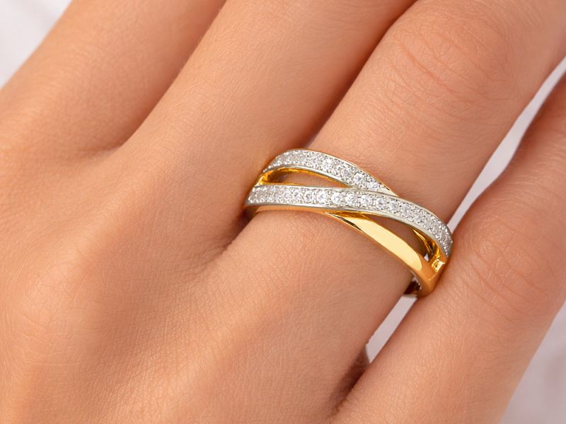 Złoty pierścionek z cyrkoniami żółte złoto - 7699p — zdjęcie 3