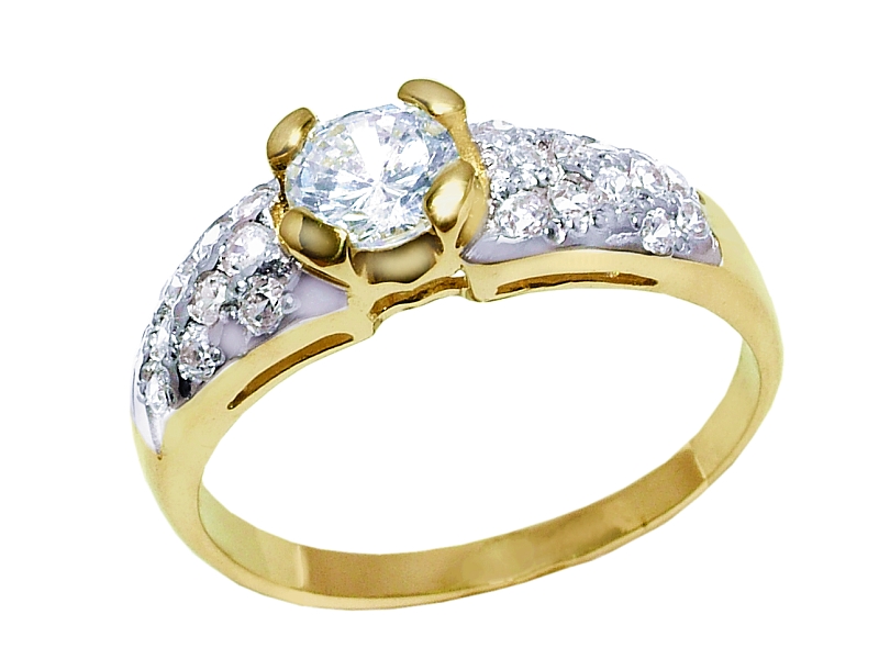 Złoty pierścionek z cyrkoniami żółte złoto - 77