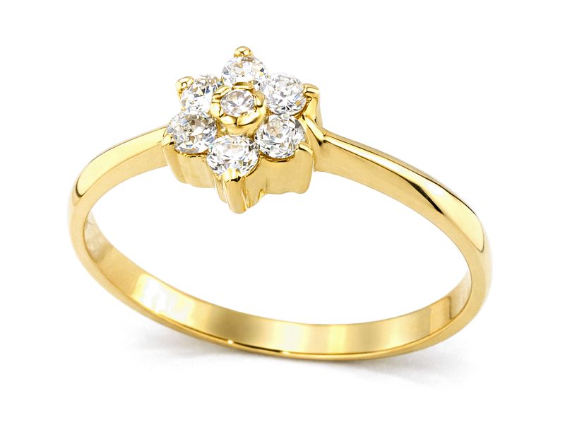 Złoty pierścionek z cyrkoniami - 7725 — zdjęcie 2