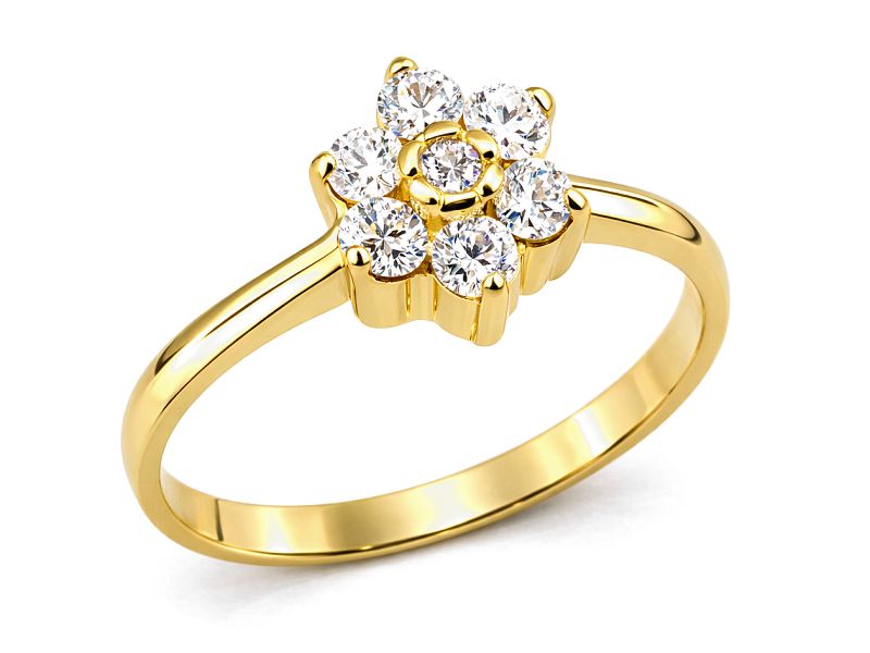 Złoty pierścionek z brylantami żółte złoto - 7725br_P1_I