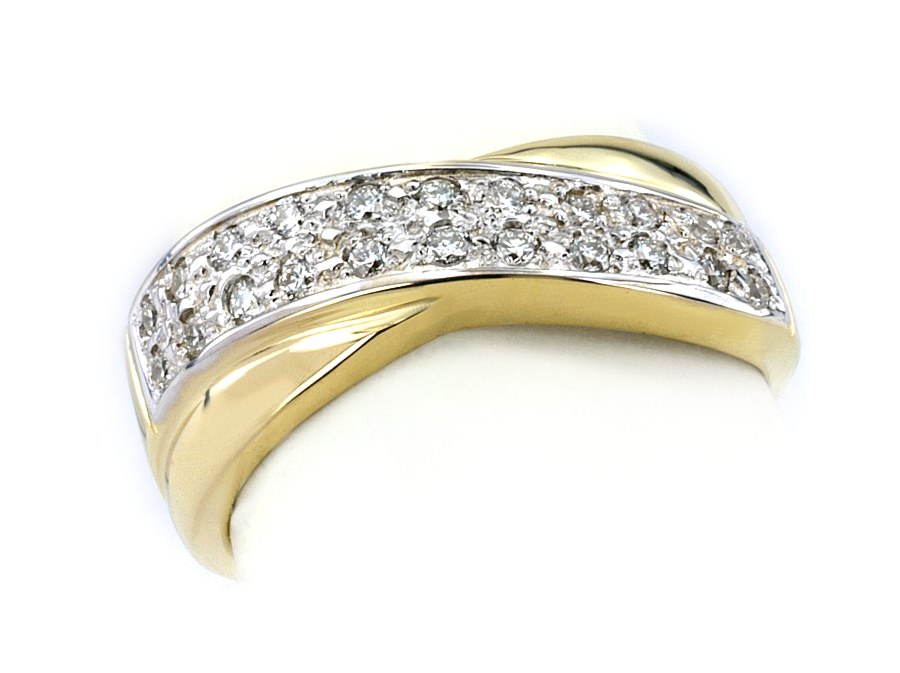 Złoty pierścionek z cyrkoniami - 7776 — zdjęcie 2