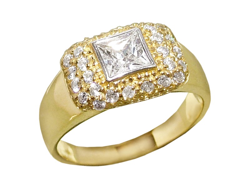 Złoty pierścionek z cyrkoniami - 7777