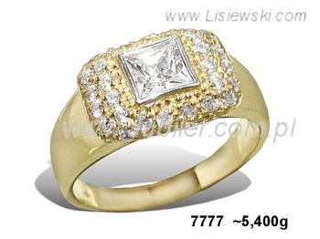 Złoty Pierścionek z cyrkoniami żółte złoto proba 585 - 7777 - 1