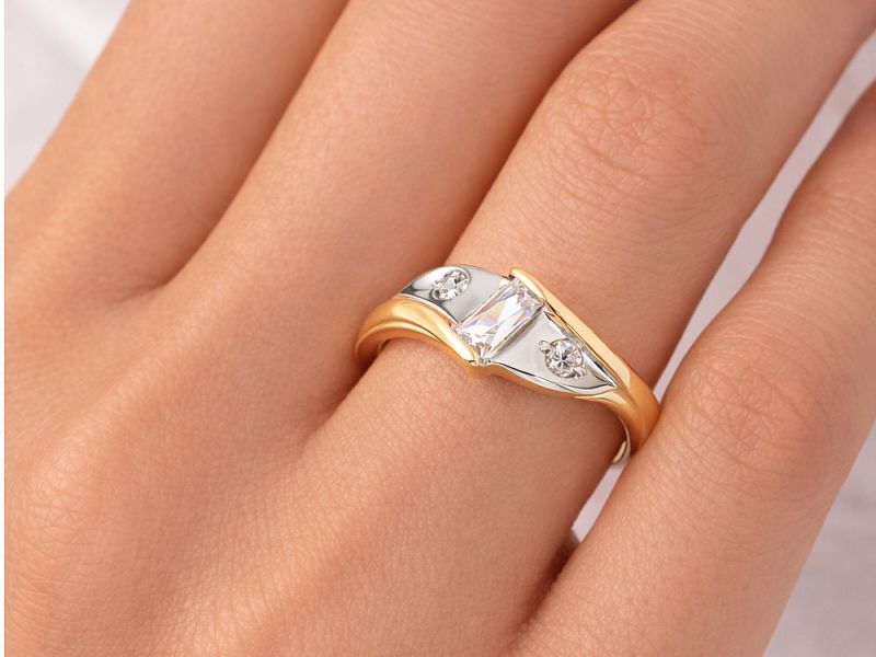 Złoty pierścionek ze złota z cyrkoniami - 7782p — zdjęcie 2