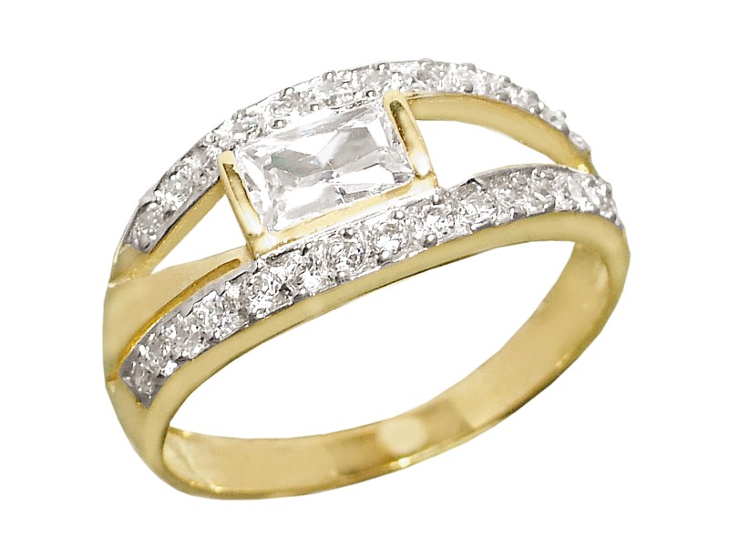 Złoty pierścionek z cyrkoniami - 7787