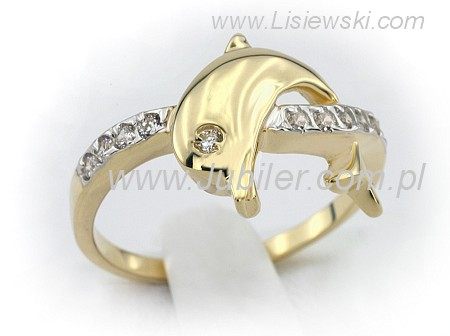 Złoty pierścionek z cyrkoniami żółte złoto - 7791p — zdjęcie 4