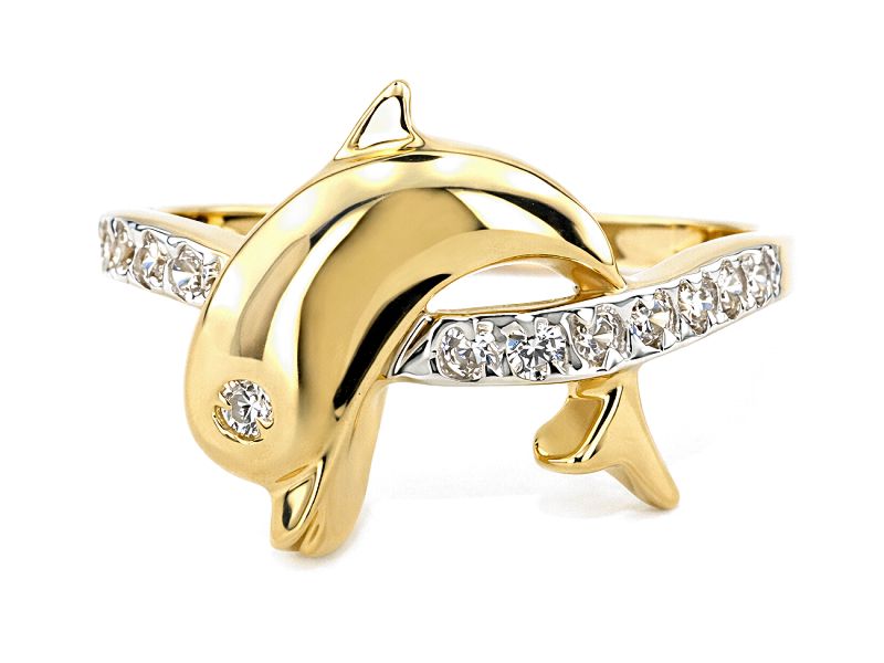 Złoty pierścionek z cyrkoniami żółte złoto - 7791p — zdjęcie 3