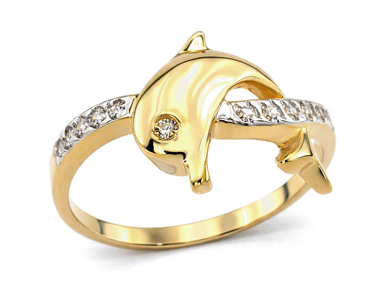 Złoty pierścionek z cyrkoniami żółte złoto - 7791p