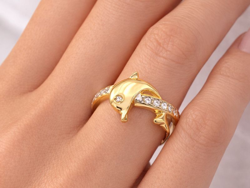 Złoty pierścionek z cyrkoniami żółte złoto - 7791p — zdjęcie 2