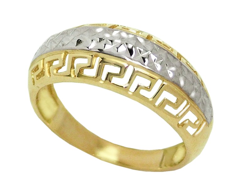 Złoty pierścionek żółte złoto z rodowaniem - 7797