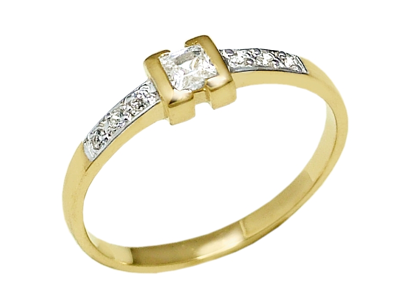 Złoty pierścionek z cyrkoniami - 7828