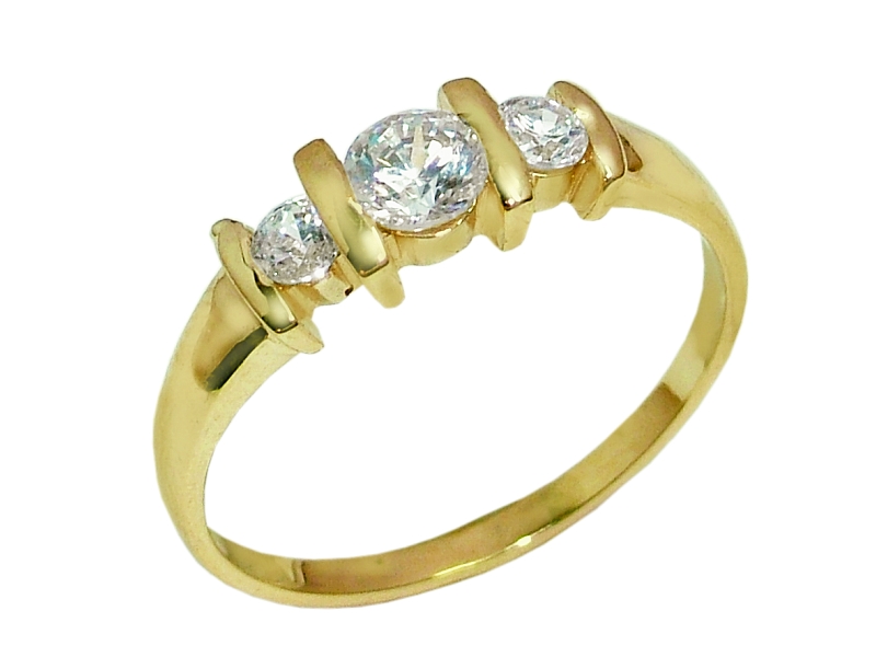 Złoty pierścionek z cyrkoniami - 7832